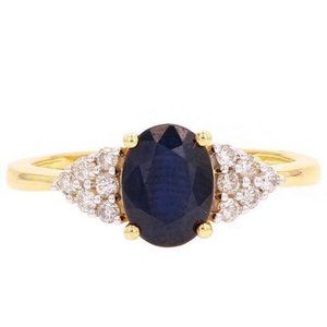 10K Genuine Sapphire and Diamond Ring